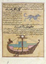 Ms E-7 fol.26b The Constellations of the Dog and the Keel, illustration from 'The Wonders of the Creation and the Curiosities of Existence' by Zakariya'ibn Muhammad al-Qazwini (gouache on paper) | Obraz na stenu