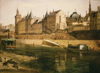 The Palais de Justice, the Conciergerie and the Tour de l'Horloge, after 1858 (oil on canvas) | Obraz na stenu