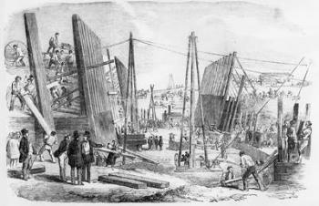 The New Victoria Dock Works, Plaistow Marches, published in 'The Illustrated London News' September 9 1854 (engraving) | Obraz na stenu