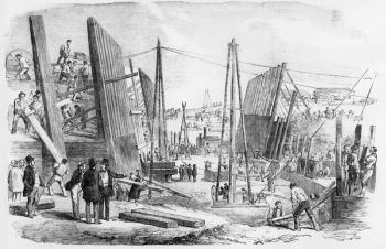 The New Victoria Dock Works, Plaistow Marches, published in 'The Illustrated London News' September 9 1854 (engraving) | Obraz na stenu