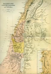 Map of Palestine circa 1st century A.D. From The Imperial Bible Dictionary, published 1889. | Obraz na stenu