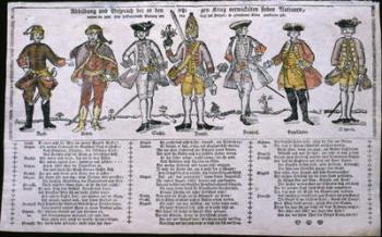 Copy and Discussion of the Nations Currently at War, c.1760 (coloured engraving) | Obraz na stenu