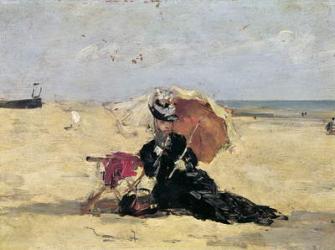 Woman with a Parasol on the Beach, 1880 (oil on canvas) | Obraz na stenu