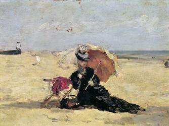 Woman with a Parasol on the Beach, 1880 (oil on canvas) | Obraz na stenu