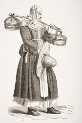 A Dealer in Eggs, after a 16th century woodcut by Cesare Vecellio (1521-1601) from 'Le Moyen Age et La Renaissance' by Paul Lacroix (1806-84) published 1847 (litho) | Obraz na stenu