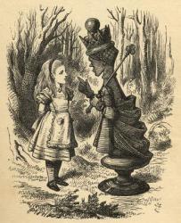 Alice and the Red Queen, illustration from 'Through the Looking Glass' by Lewis Carroll (1832-98) first published 1871 (litho) | Obraz na stenu