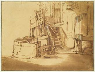 The well in front of the farmhouse (pen and brown ink and brown wash on paper) | Obraz na stenu
