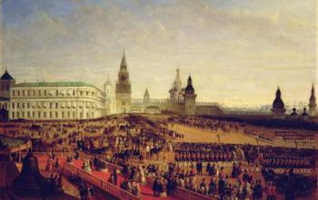Military parade during the Coronation of Alexander II in the Moscow Kremlin on the 18th February 1855, 1856 (oil on canvas) | Obraz na stenu