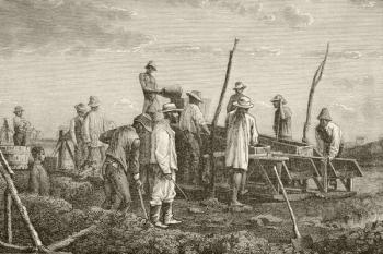 Digging for diamonds in South Africa (litho) | Obraz na stenu