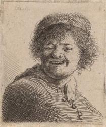 Self portrait in a Cap Laughing, 1630 (etching) | Obraz na stenu