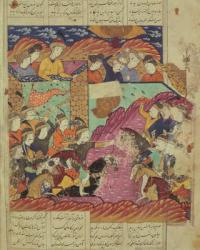 Battle between Feradin and Zahaki, illustration from the 'Shahnama' (Book of Kings) by Abu'l-Qasim Manur Firdawsi (c.934-c.1020) 1619 (gouache on paper) | Obraz na stenu