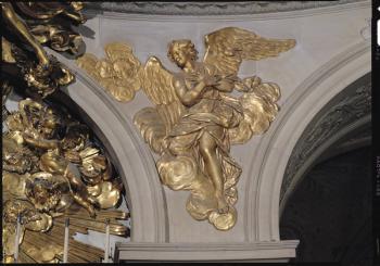 Louis XIV style angel, from the arch to the right of the High Altar in the Chapel (gilded bronze) | Obraz na stenu