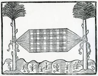 A Hammock from 'la Historia general de las Indias' 1547 (woodcut) | Obraz na stenu