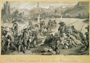 The Vendean Army Crossing the Loire at St. Florent le Vieil, 18th October 1793 (engraving) | Obraz na stenu