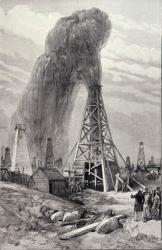 The Petroleum Oil Wells at Baku on the Caspian: A Fountain of Petroleum Oil, from 'The Illustrated London News', 6th December 1886 (engraving) | Obraz na stenu
