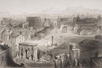 The Roman Forum from the Capitoline Hill, Rome, engraved by A. Willmore (engraving) | Obraz na stenu
