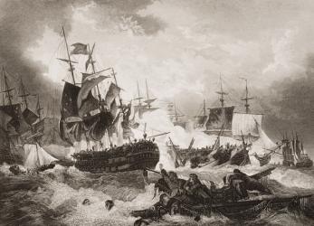 Admiral Duncan's Victory over the Dutch Fleet in the North Sea, illustration from 'England's Battles by Sea and Land' by Lieut. Col. Williams (engraving) | Obraz na stenu