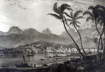 Port Louis from 'Views in the Mauritius' by T.Bradshaw, engraved by William Rider, 1831 (engraving) (b/w photo) | Obraz na stenu