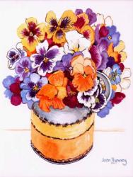Pansies in a Midwinter Jug,2000. water colour on handmade paper | Obraz na stenu