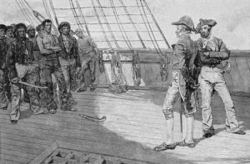 Impressment of American Seamen, illustration from 'Our Country's Cradle' by Thomas Wentworth Higginson, pub. in Harper's Magazine, 1884 (litho) | Obraz na stenu