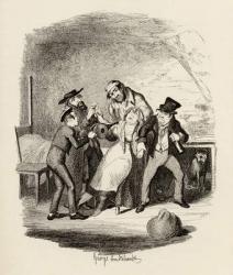 Mr Fagin and his pupil recovering Nancy, from 'The Adventures of Oliver Twist' by Charles Dickens (1812-70) 1838, published by Chapman & Hall, 1901 (engraving) | Obraz na stenu