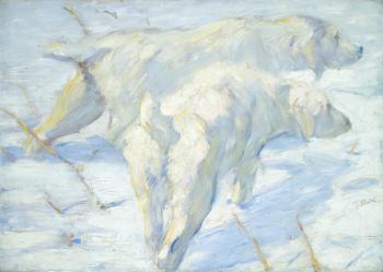 Siberian Dogs in the Snow, 1909-10 (oil on canvas) | Obraz na stenu