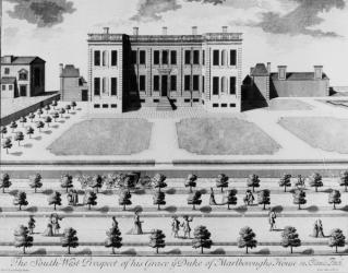 The South-West Prospect of His Grace the Duke of Marlborough's House in St. James's Park, engraved by John Harris, 1741 (engraving) (b/w photo) | Obraz na stenu