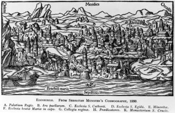 Edinburgh, illustration from Sebastian Munster's 'Cosmographia', 1550 (woodcut) | Obraz na stenu