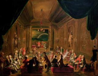 Initiation ceremony in a Viennese Masonic Lodge during the reign of Joseph II, with Mozart seated on the extreme left, 1784 (oil on canvas) | Obraz na stenu