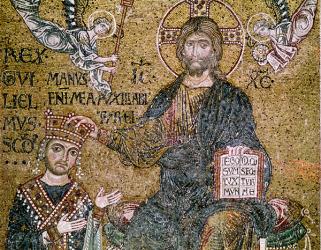 William II (1154-89) King of Sicily receiving a crown from Christ (mosaic) | Obraz na stenu