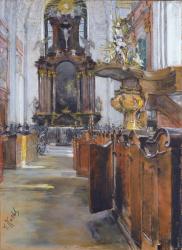 Interior of St. Michaelis in Hamburg, 1890 (pastel on paper) | Obraz na stenu