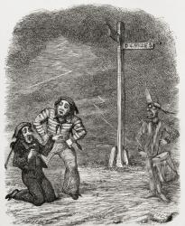 Illustration after George Cruikshank for the poem 'The Dead Drummer', from 'The Ingoldsby Legends or Mirth and Marvels', by Thomas Ingoldsby, published in 1865 (litho) | Obraz na stenu