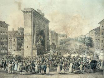 Entrance of Louis XVIII (1755-1824) through the Porte Saint-Denis, 1814 (pen & ink and w/c on paper) | Obraz na stenu