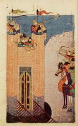 Ms 7926 206 f.149 Mongols besieging a citadel, c.1252-60 (vellum) | Obraz na stenu