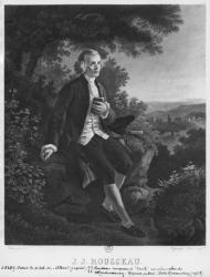 Jean-Jacques Rousseau composing 'Emile' in Montmorency valley, engraved by Hippolyte Huet (19th century) (engraving) | Obraz na stenu