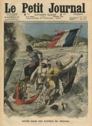 Drowning in the Mekong rapids, illustration from 'Le Petit Journal', supplement illustre, 31st July 1910 (colour litho) | Obraz na stenu