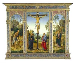 The Crucifixion with the Virgin, Saint John, Saint Jerome, and Saint Mary Magdalene, c.1482-1485 (oil on panel transferred to canvas) | Obraz na stenu