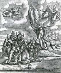Allegory of a League of Pope Pius V (1504-72) with Catholic princes, c.1570-71 (engraving) | Obraz na stenu