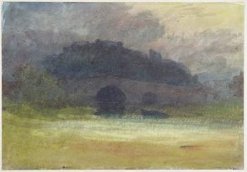 Evening Landscape with Castle and Bridge in Yorkshire, c.1798-99 (w/c on wove paper) | Obraz na stenu