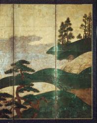 Moonlight Landscape (pen and ink, colour, gold paper on panel) (see 216573, 216574) | Obraz na stenu