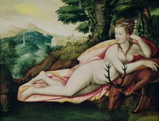 Diane de Poitiers (1499-1566) as Diana the Huntress (oil on canvas) | Obraz na stenu