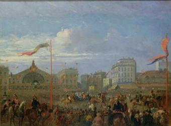 Queen Victoria (1819-1901) Arriving at the Gare de l'Est, 18th August 1855 (oil on canvas) | Obraz na stenu