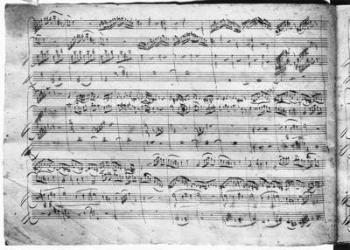 Trio in G major for violin, harpsichord and violoncello (K 496) 1786 (2nd page) (pen & ink on paper) (b/w photo) | Obraz na stenu