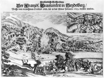 The taking and destruction of Heidelberg by the French in February 1689 (b/w photo) | Obraz na stenu