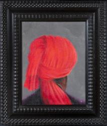 Red Turban on Grey, 2014 (oil on canvas) | Obraz na stenu