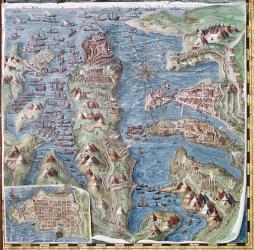 Siege of Malta, detail from the 'Galleria delle Carte Geografiche', 1580-83 (fresco) (see also 260199) | Obraz na stenu