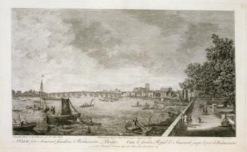 A View from Somerset Gardens to Westminster Bridge, engraved by Johann Sebastian Mueller (c.1715-92) 1750 (engraving) (see 111929) | Obraz na stenu
