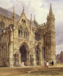 The North-West Porch of Salisbury Cathedral, 1832 (w/c with pen and brown ink over pencil on paper) | Obraz na stenu