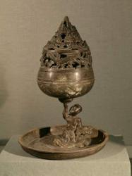 Censer in the shape of the cosmic mountain 'po-shan-lu' held up by a man seated on a monster, from the Tomb of Princess Tou Wen, Mancheng, Hebei, Western Han Dynasty (bronze) | Obraz na stenu