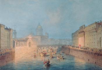 Illumination at the Moyka in St. Petersburg, 1856 (w/c on paper) | Obraz na stenu